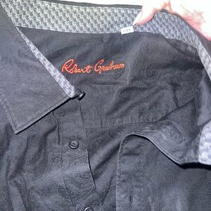 Robert Graham Elegant Black Paisley Button Down Dress Shirt